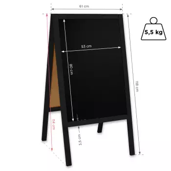 Potykacz drewniany Classic L (61x118 cm) - czarny