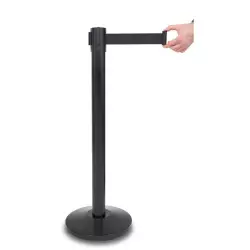 Słupek odgradzający Premium czarny z czarną taśmą