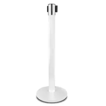 Słupek odgradzający Premium biały z czerwoną taśmą