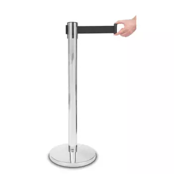 Słupek odgradzający Premium chrome z czarną taśmą