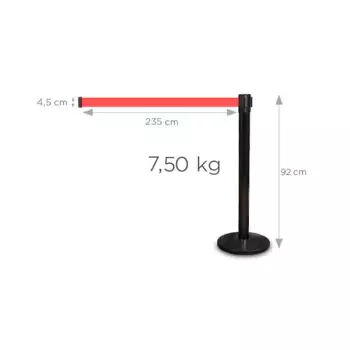 Słupek odgradzający Premium czarny z czerwoną taśmą