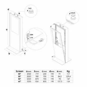 Dwustronny Totem Cyfrowy z monitorem