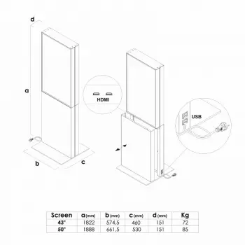 Dwustronny totem cyfrowy Smart Line