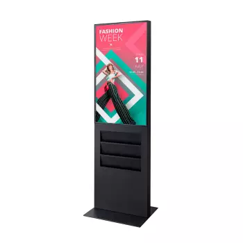 Totem cyfrowy Smart Line Rack z pojemnikiem na ulotki