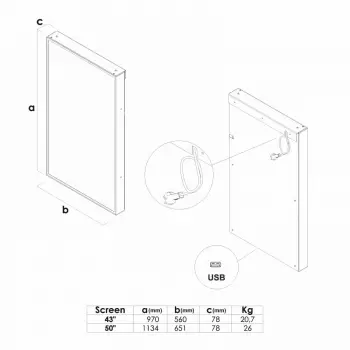 Monitor reklamowy w obudowie ściennej 43