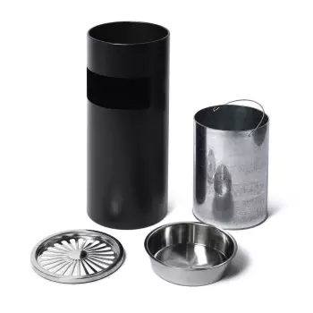 Metalowy kosz na śmieci z popielniczką